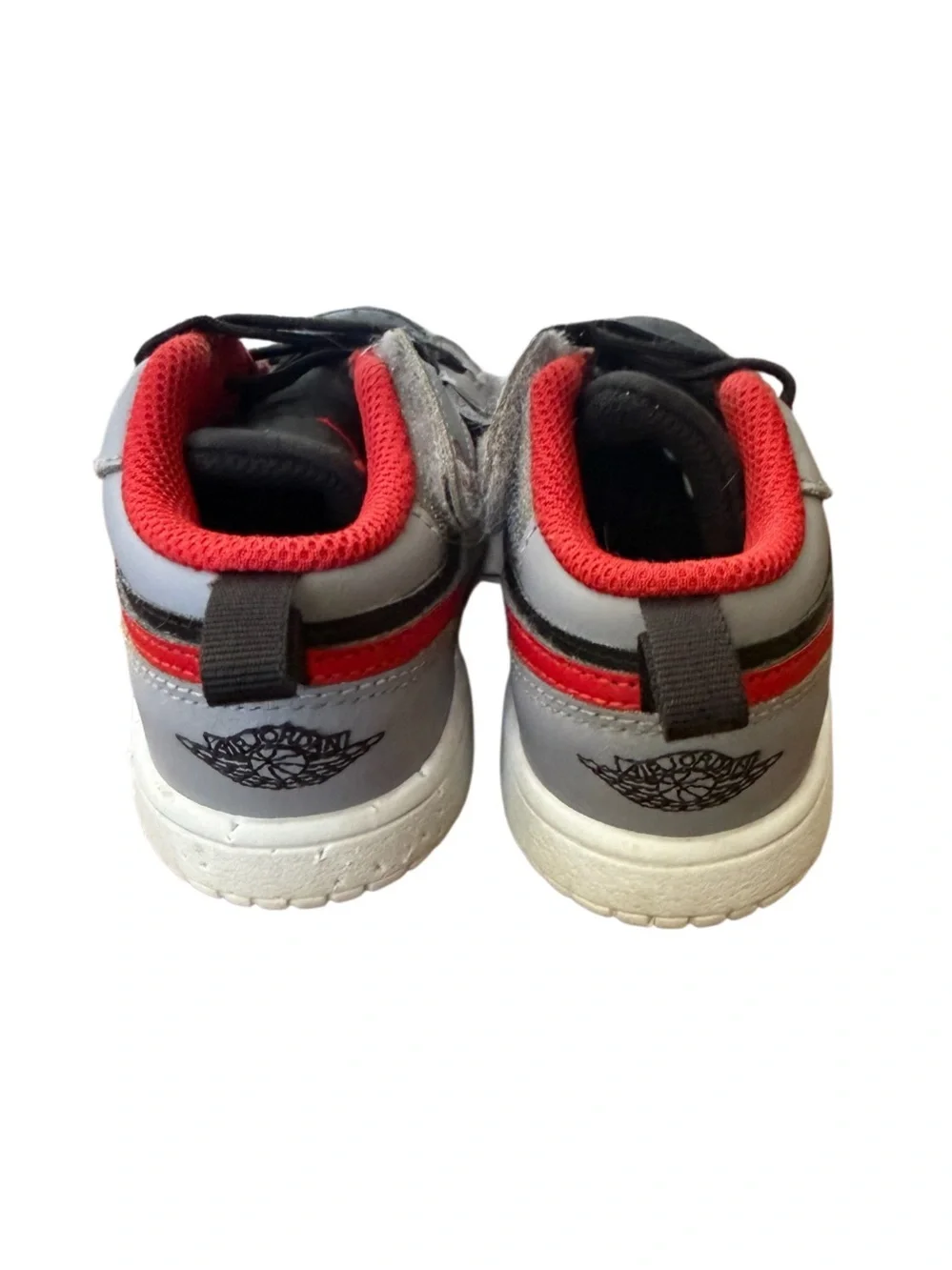 Air Jordan 1 Low Flyer Kids Sneakers in Black/Cement & Red-Size 9C